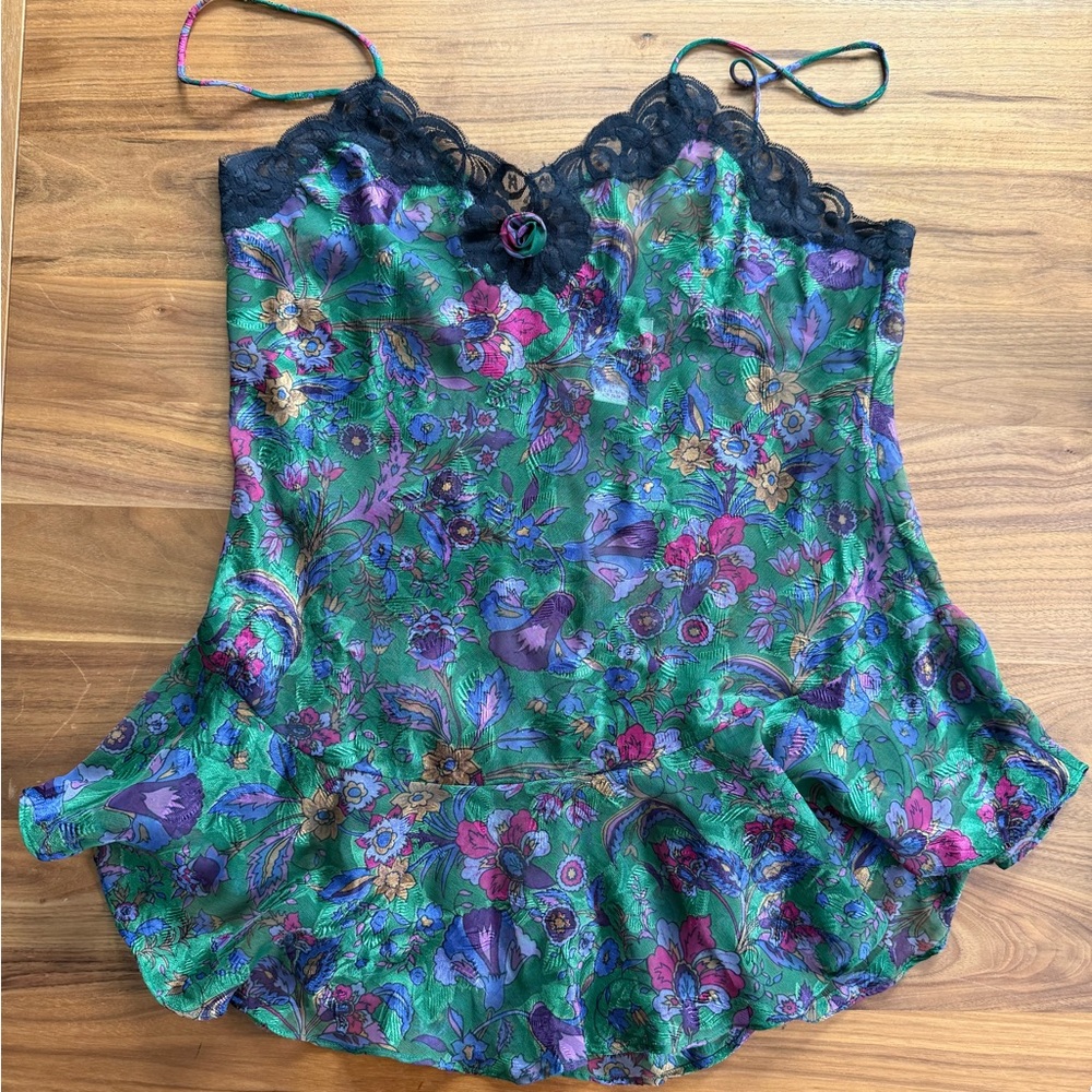 '90s Vintage Victoria's Secret Gold Label Teddy with Lace Ruffle & Rose
